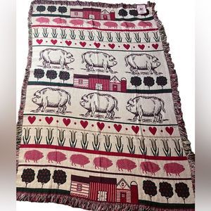 Throw Blanket by The Rug Barn American Classics “Hog Wild” Apple Trees Barns